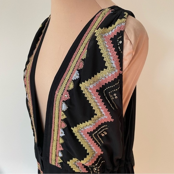 RAMY BROOK Kendyl Geometric-Print Bead Embroiderer Mini Coverup Dress EUC Size S - Picture 10 of 12